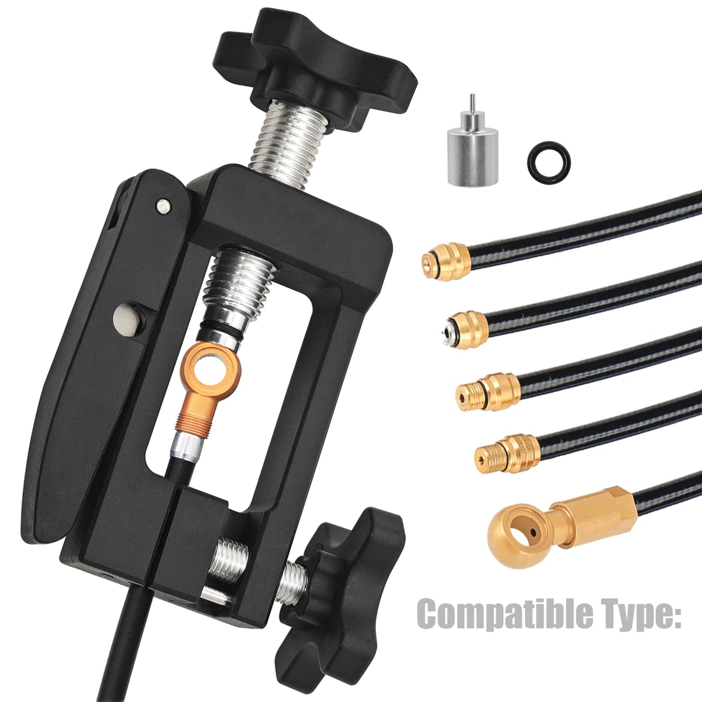 Fisope 2 in 1 Designed Needle Driver Insertion Tool with Hydraulic Hose Cutter for Bicycle MTB Road Bike Olive Banjo Fitting Insert Installation,Extra Thimble for Replacement