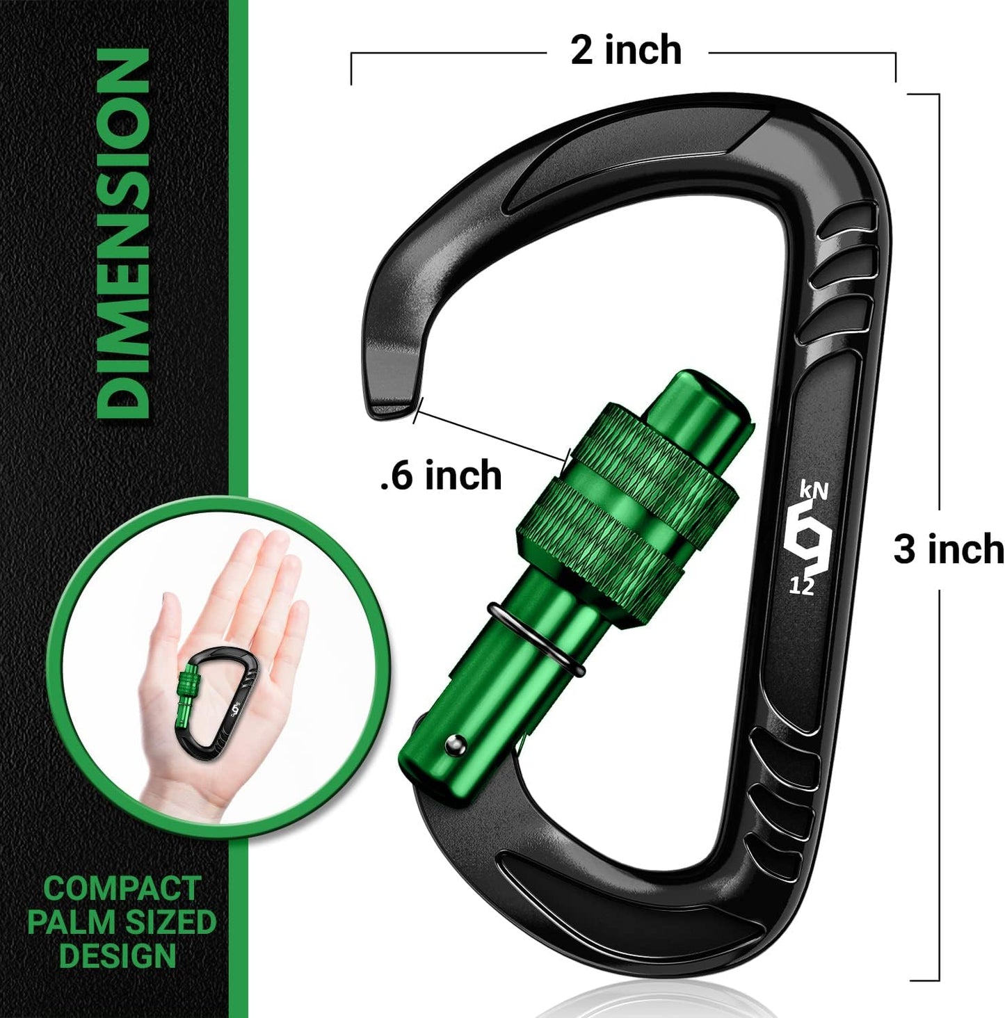 12kN (2697 lbs) Heavy Duty, Locking, Auto Locking, Wiregate Carabiner Clips, for Securing Pets, Outdoor, Camping, Hiking, Hammock, Dog Leash Harness, Keychains
