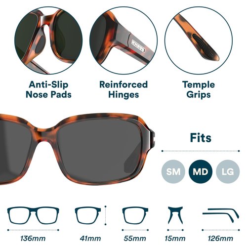 Rheos Amelia Floating Polarized Sunglasses | 100% UV Protection | Boating & Fishing | Water Sports | Anti-Glare (Tortoise | Smoke)
