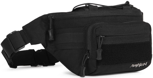 AMHEH 3.5L Military Tactical Fanny Pack | Molle, Quick Access, EDC, Hiking, Travel, Fit Most Men's Waist (Black)