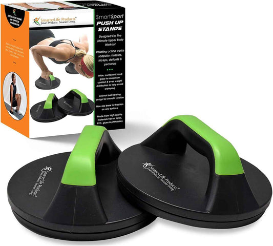 SmarterLife Push-Up Bars for Men & Women - Non-Slip Handles with Comfort Grip & Workout Guide