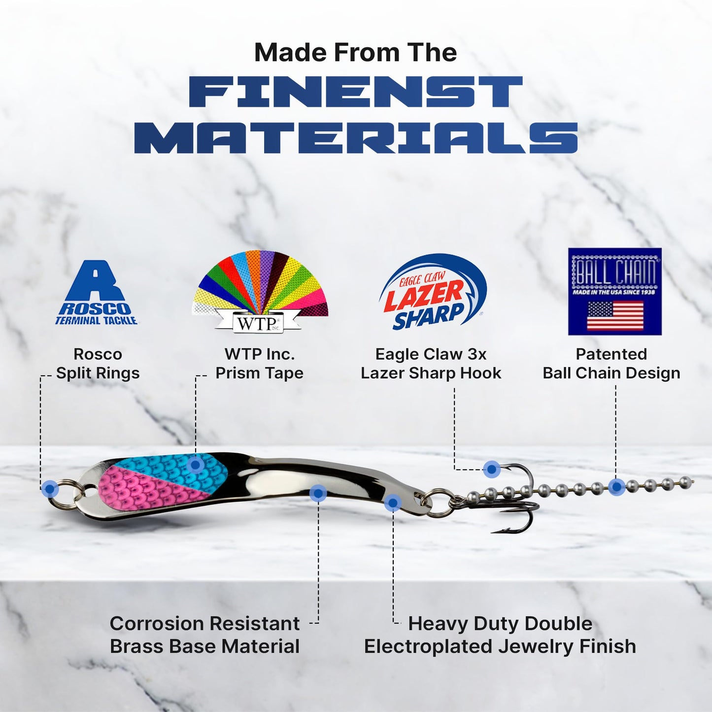 IRON DECOY Spoon Fishing Lures, 3 Pack Fishing Lures Kit, Casting, Trolling, Jigging, Ice, Lake, River, Stream, Freshwater, Trout, Bass, Walleye, Salmon, Crappie, Pike, Trout, 3-Pack