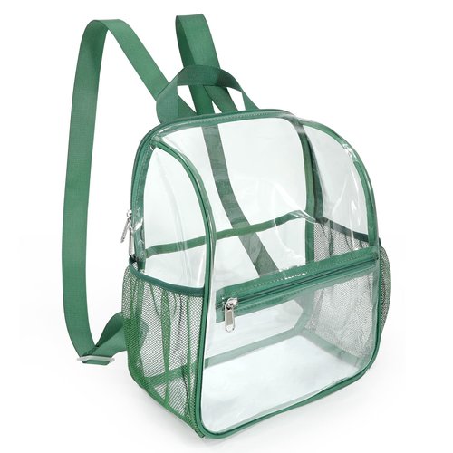 Mildbeer Small Clear Backpack, Stadium Approved 12x12x6 Clear Backpack for Women with 2 Bottle Holders for Festival Concert Sports Events