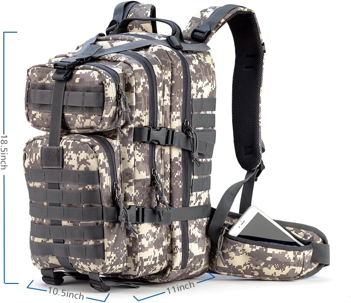 Gelindo 35L Tactical Hunting Backpacks - Military Molle Backpack Survival Bag - Small Tactical Backpack with Molle System for Men, Camouflage