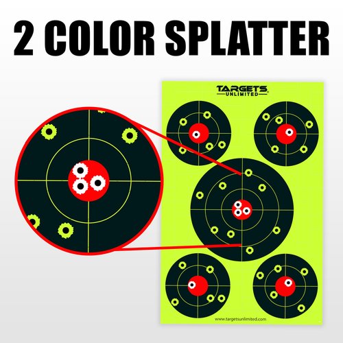 Splatter Targets - 12 x18 inch – Two Color Splatter. Instantly See Your Shots Burst Bright Fluorescent Yellow or White Upon Impact. (10 Pack)