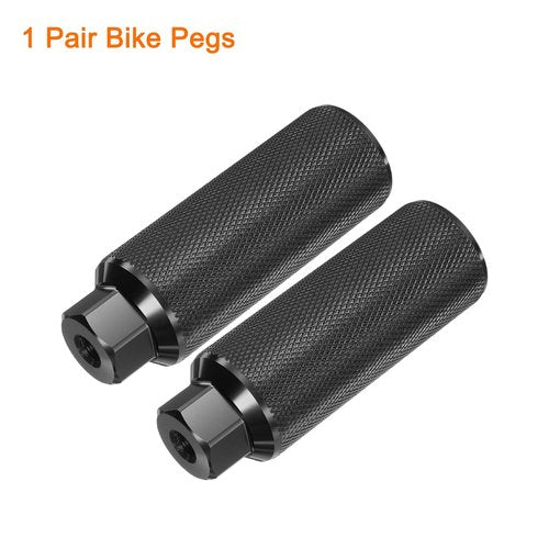HARFINGTON Bike Pegs Aluminum Alloy Rear Stunt Pegs Anti-Skid Back Seat Stands Fit 3/8" Axles for Mountain Bike BMX, Black