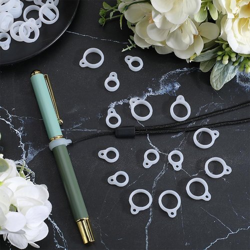 GORGECRAFT 1 Box 60PCS Clear Anti-Lost Silicone Rubber Rings 2 Sizes Holder Silicone Pendant Multipurpose Adjustable Cases 8/13mm Necklace Lanyard Replacement Carrying Kit for Key-Ring Pendant