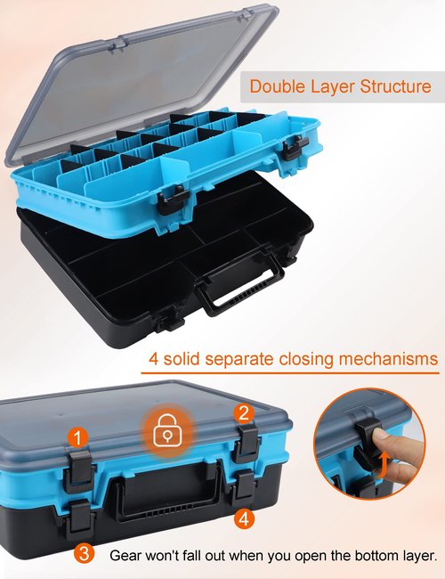 Sjqecyfv Large Tackle Box Double Layer Tackle Box Organizer Storage with Handle Camping Storage Containers Tool Box