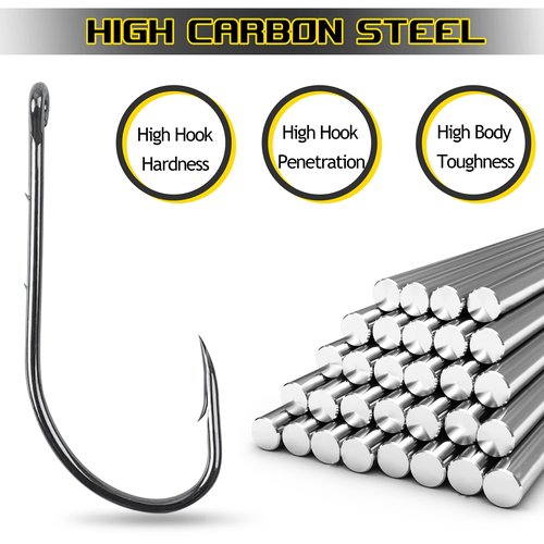 Baitholder Fishing Hooks Kits High Carbon Steel Saltwater Barbed Offset Jig Hook Long Shank Beak Bait Holder Live Bait Hooks Mix Sizes 200PCS