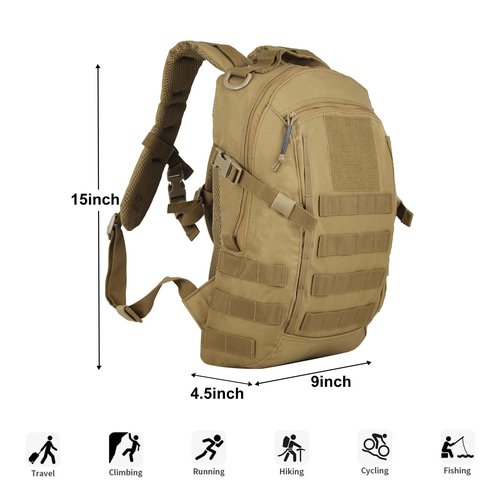 PAIWPHLI Small Tactical Backpack Military Daypack 12L Molle Bag Rucksack Army Daypack for Outdoor,Hiking,Camping,Travel (Tan)