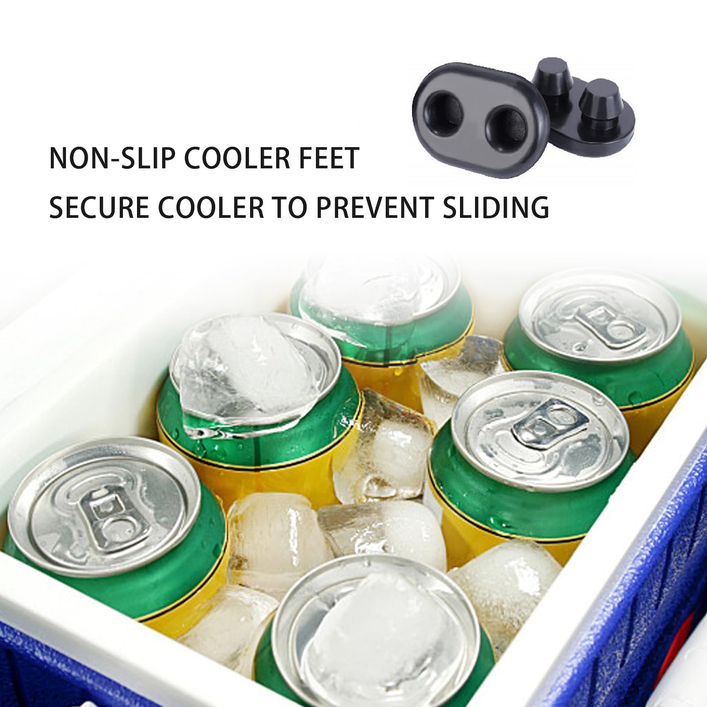 EVKILKJS 2PCS Cooler Feet,Non-Slip Rubber Cooler Feet Replacement,Compatible with YETI and RTIC Coolers 45qt 65qt 110qt 145qt,Durable Thickened Rubber Feet Prevent Sliding Protective Cooler