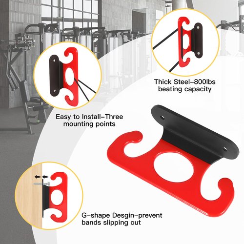 Lovind Resistance Band Wall Anchors,Home Gym Workouts Anchors Door Anchor for Resistance Bands for Strength Training, Resistance Training, and Physical Therapy Exercise (Red)
