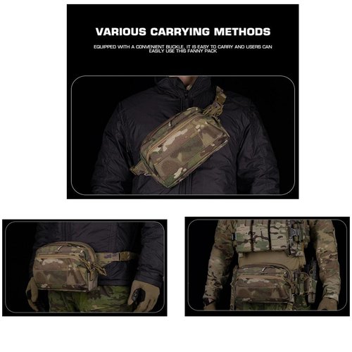 Tactical Fanny Pack Adapter Panel Waist Belt Extension Platform for Molle Pouches Magazine Pouch (TAN 6 Columns)