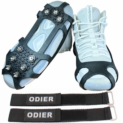 ODIER Ice Cleats Grippers for Boots and Shoes 9 Teeth Crampons Tiny Spikes for Walk on Ice Snow and Freezing Mud (M (2024))