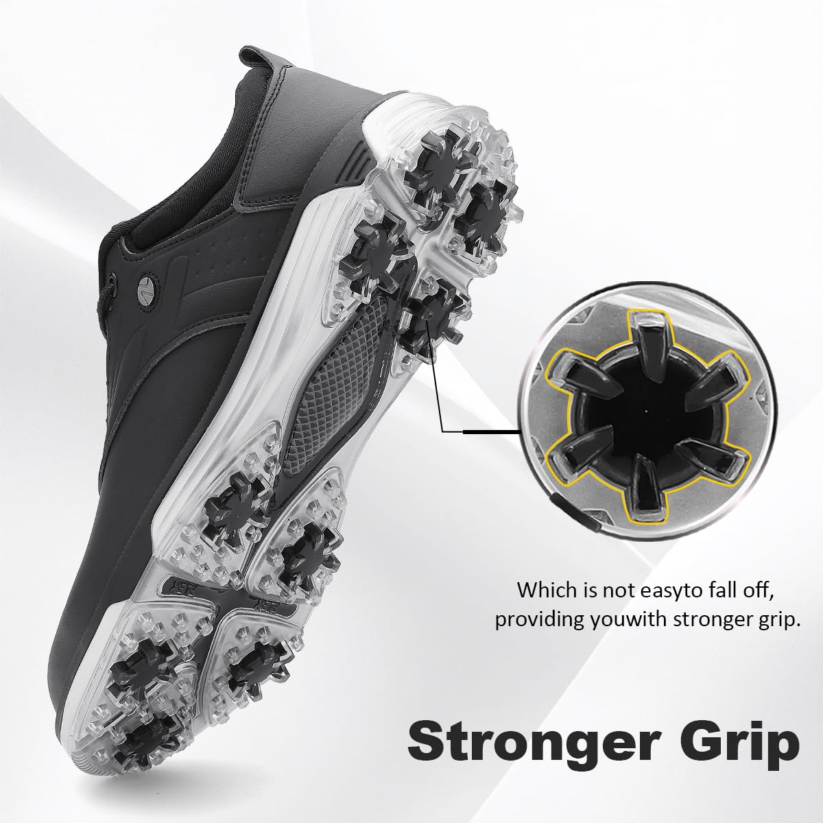 ULTIANT Mens Golf Shoes Waterproof Fixed Spikeless Sole Comfortable Outdoor Sport Shoes Size7.5-13(Black,41)