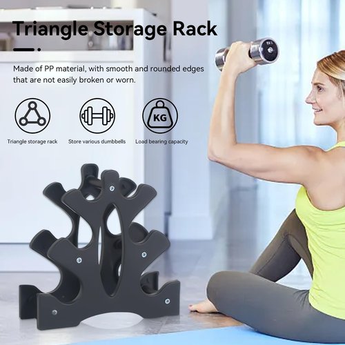 Dumbbell Rack（Without Weight）, 3 Tier 23x22.5x8.5cm Dumbbell Rack PP Triangular Rack Stand Multilevel Weight Holder Storage Accessories for Home Gym Exercise