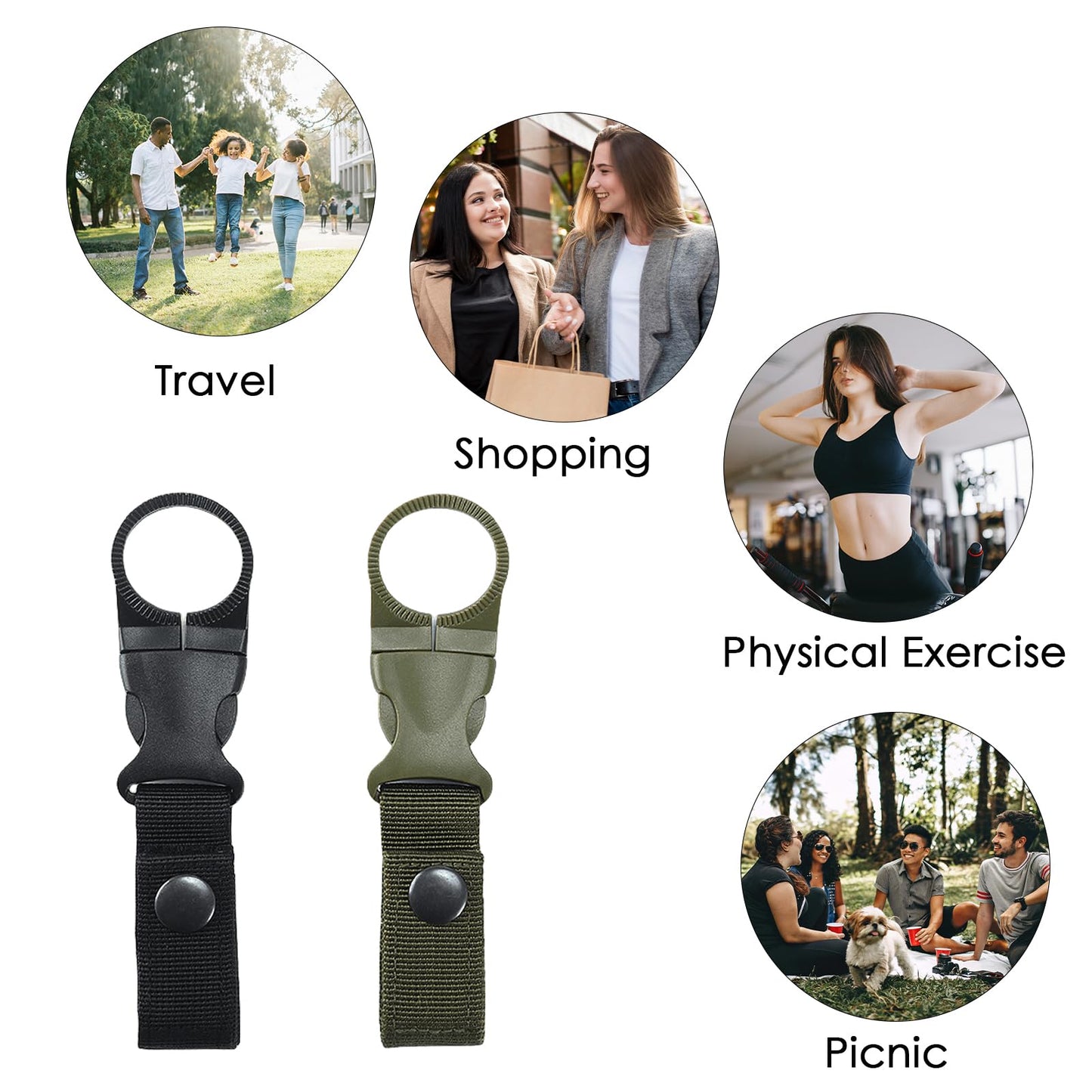 JANKOW Hanging Bottle Buckle Clip Carabiner, Portable Mineral Water Bottle Ring Holder for Backpack Belt, Outdoor Camping Hiking, Traveling