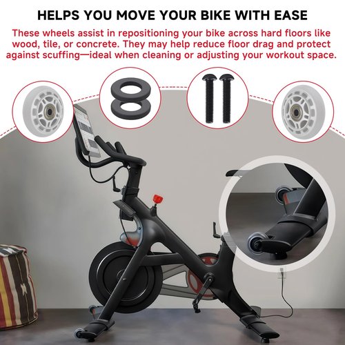 Replacement Front Wheels Compatible with Peloton Bike – 2.72 Inch Exercise Bike Transport Caster Kit, Mobility Replacement Wheels for Home Gym or Apartment Use