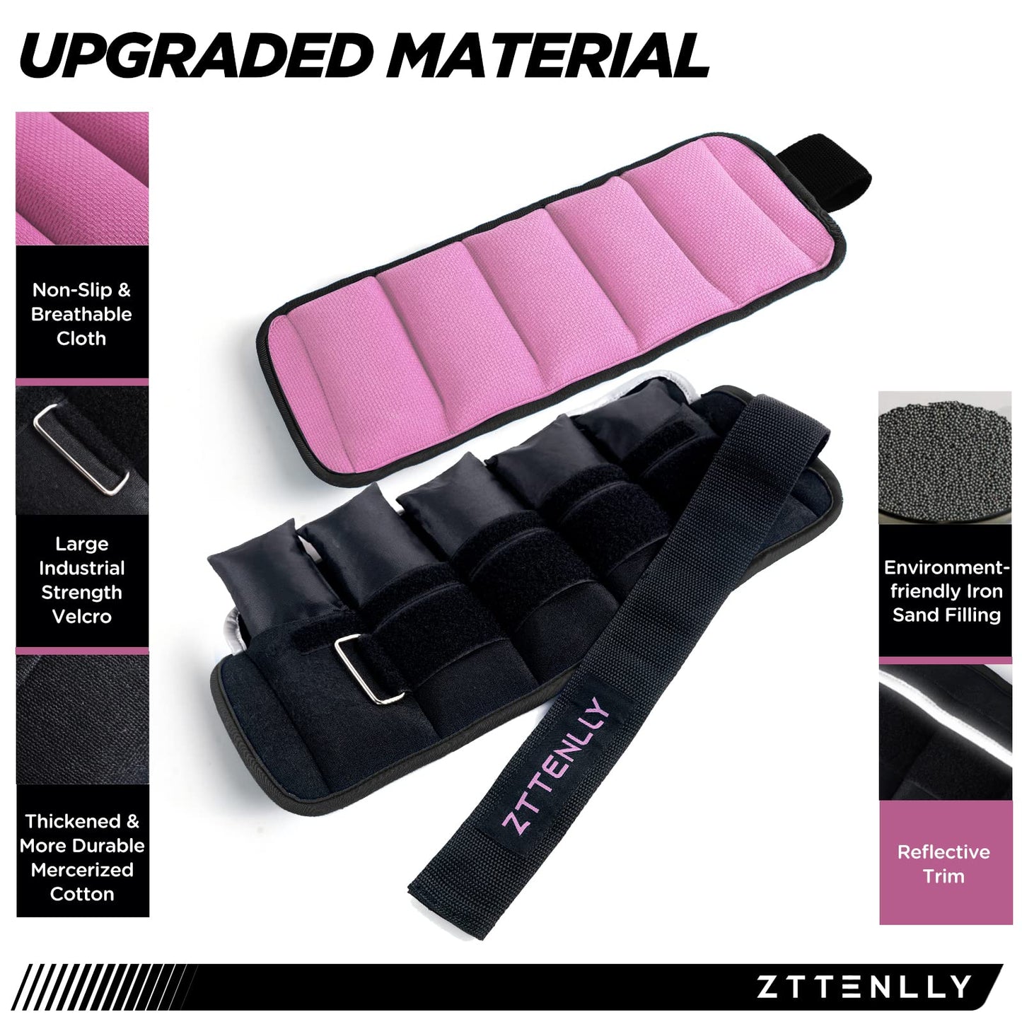 Adjustable Ankle Weights Pair 10lb (5lb Each) & Hand Weights Pair 4lb (2lb Each) - Suitable for Walking, Physical Therapy, Running, Yoga, and Aerobics