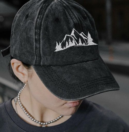 Mountain Hat for Men Women, Funny Adjustable Mountain Baseball Cap Embroidered Cotton Hiking Camping Explore Outdoor Cap Mountain Dad Hat