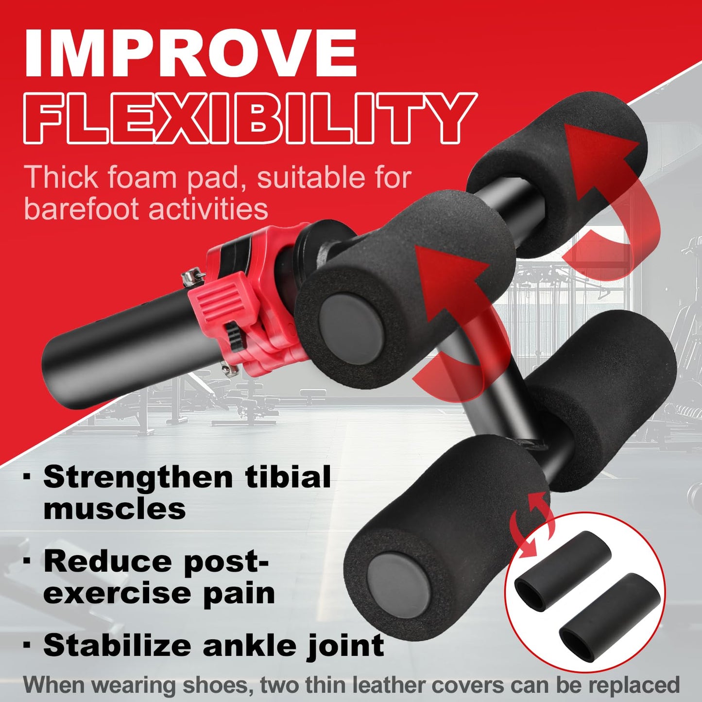 ANOSWXG Tib Bar, tibialis trainer, tibialis bar, Knees Over Toes Equipment for Strengthening Calves/Shins/Ankles, Fits 1" or 2" Olympic Weight Plates (Black)