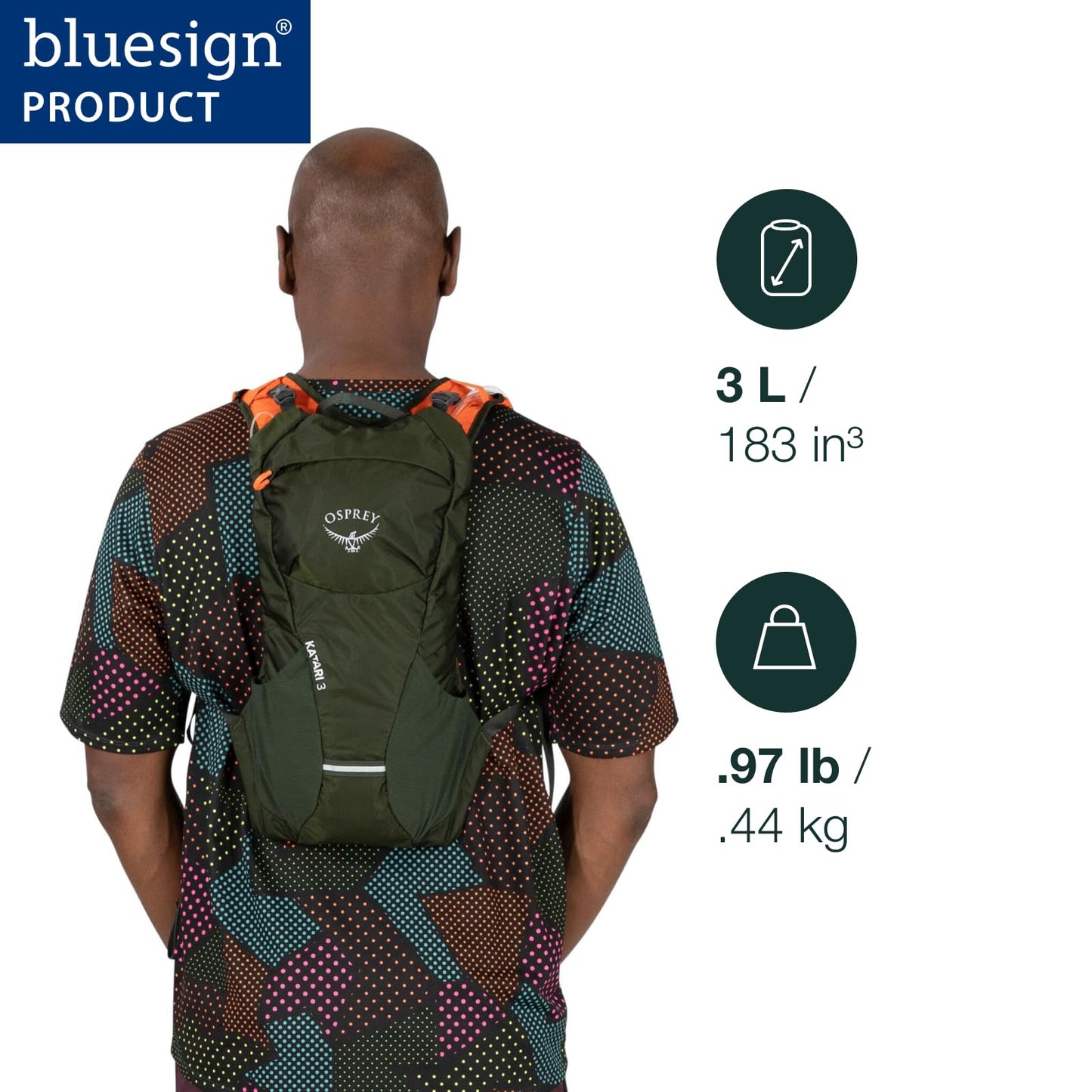Osprey Katari 3L Men's Biking Backpack with Hydraulics Reservoir, Green Creek