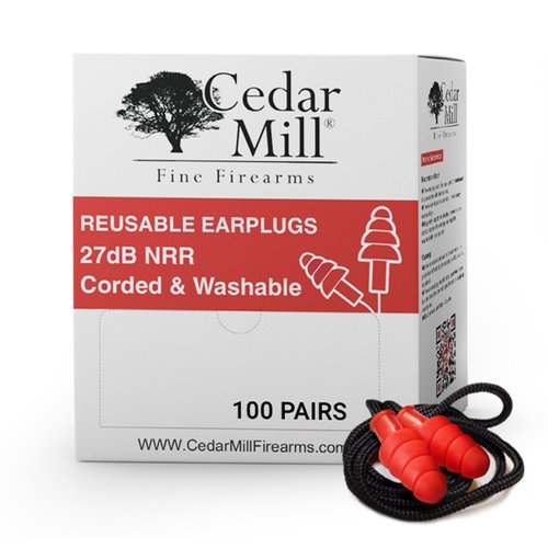 Cedar Mill Fine Firearms Ear Plugs for Sleeping - Hearing Protection for Gun Range - Sleep, Noise Reduction Ear Plugs with Cotton Cord - Hearing Protection for Shooters & Work (Pack of 100)