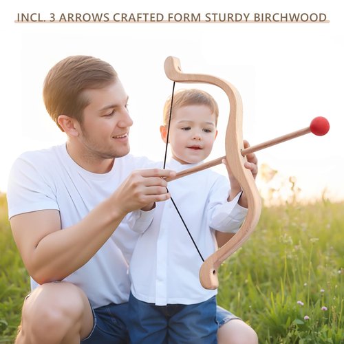 Etucdose Kids Bow and Arrow Set | Wooden Archery Toy for Kids | Includes 3 Arrows, 3 Targets, 1 Quiver | Indoor and Outdoor Archery Bow Gift Toys for Boys and Girls Aged 3+ Wooden Toys