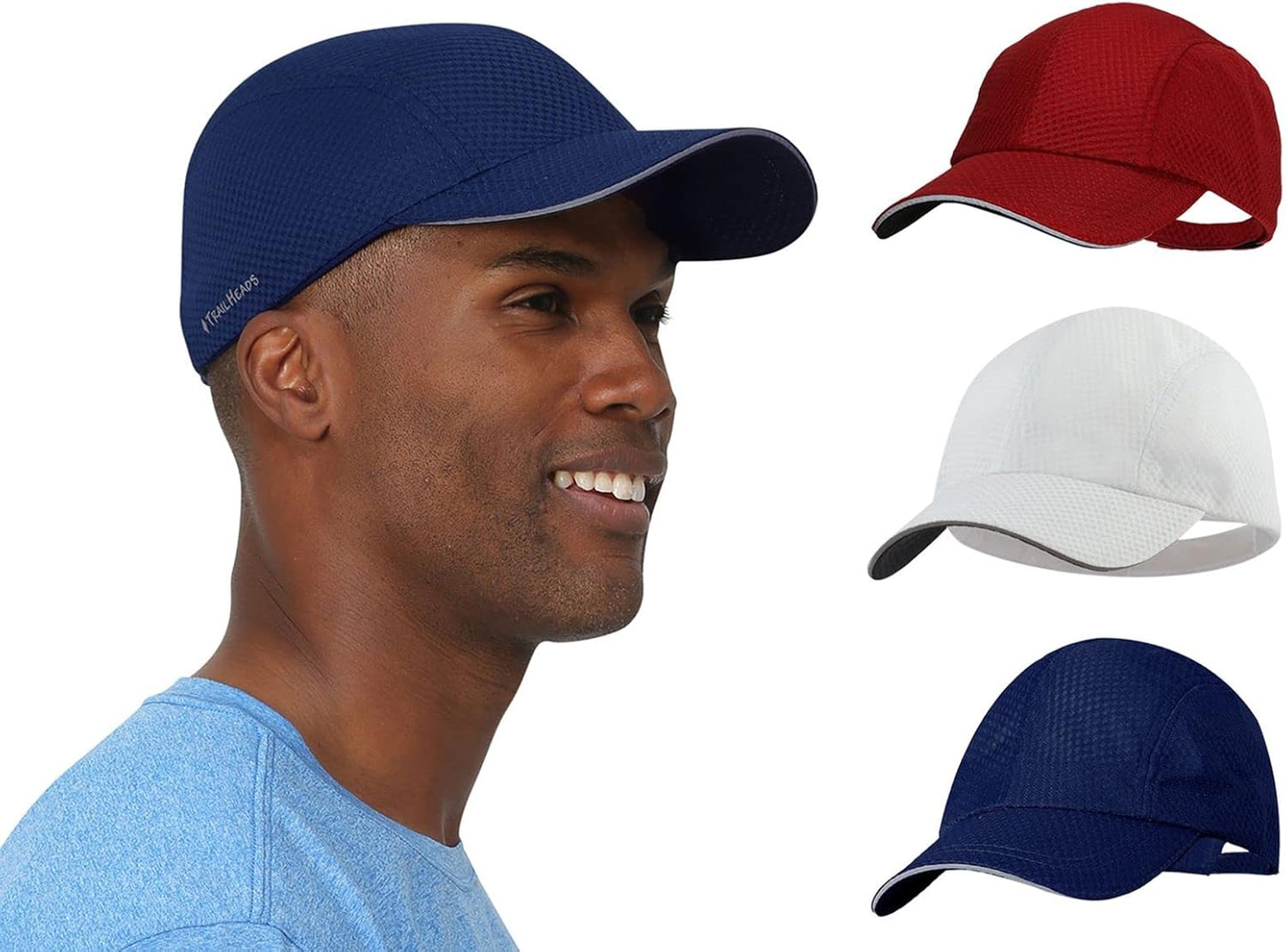TrailHeads Performance Mens Running Hat - Lightweight, Quick Dry Workout Hats for Men - Athletic Sports Cap for Tennis, Gym