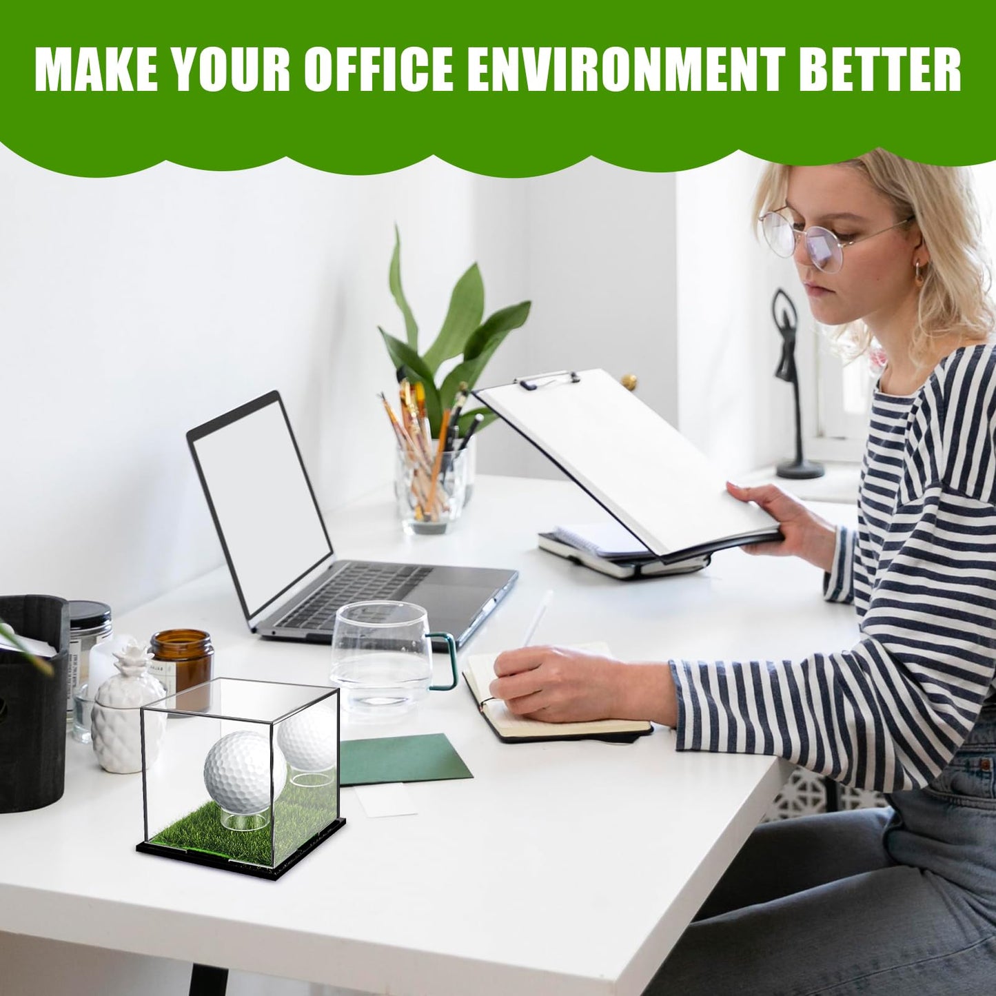 Golf Ball Display Case Small Golf Ball Case Acrylic Case Clear Display Box Square Display Holder Stand for Baseball Golf Ball Enthusiasts Collectibles, 3.9 x 4 x 3.9 Inch