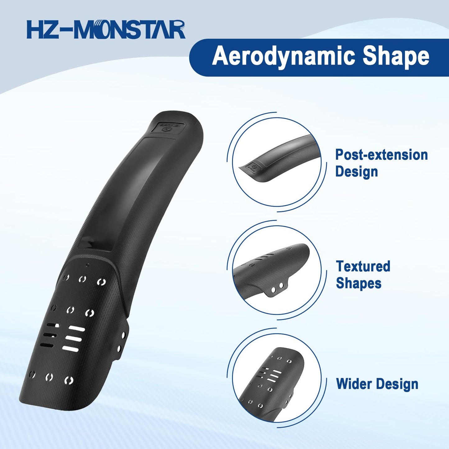 HZ-MONSTAR 2Pcs Universal Mountain Bike Mud Guard, Adjustable Road Mountain Bicycle Mud Guard, Bicycle Rear and Front Mountain Bike Mud Guard Set, 14.37“ Length 3.15” Width