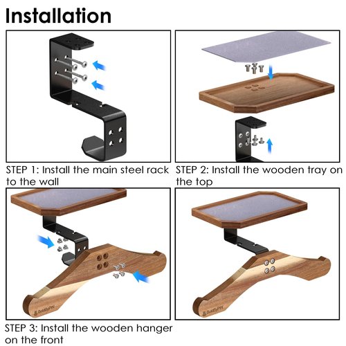 Tactical Vest Hanger- Solid Wood Tactical Gear Rack with Top Wooden Holder Tray for Walkie-Talkie,Earmuffs - Multifunction Tactical Gear Wall Mount for Motorcycle Football Skating Gear