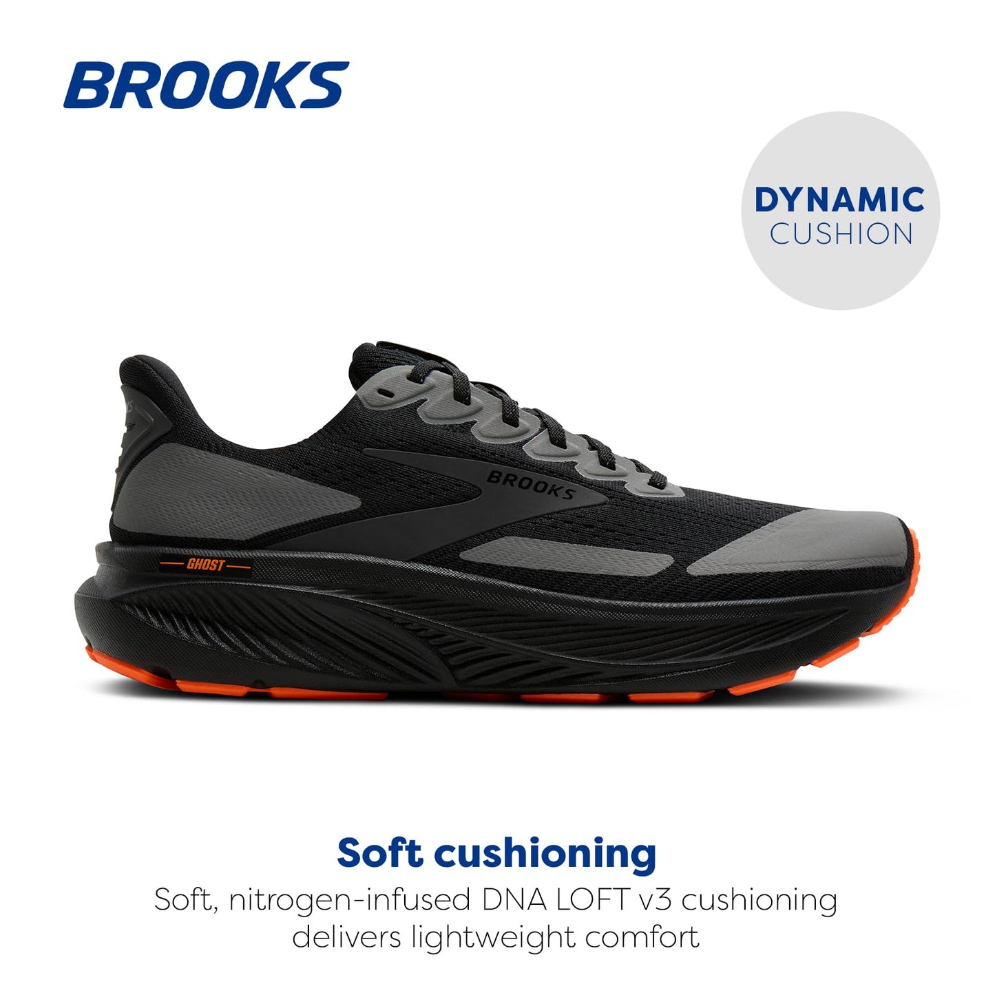 Brooks Women’s Ghost 17 Neutral Running Shoe - Black/Orange - 10.5 Medium