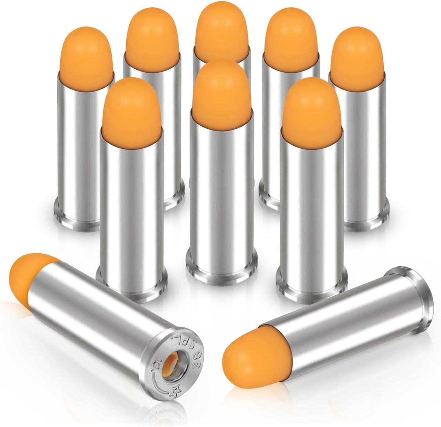 ST Action Pro Pack Of 10 Inert .38 Special Orange Safety Trainer Cartridge Dummy Ammunition Ammo Shell Rounds with Nickel Case