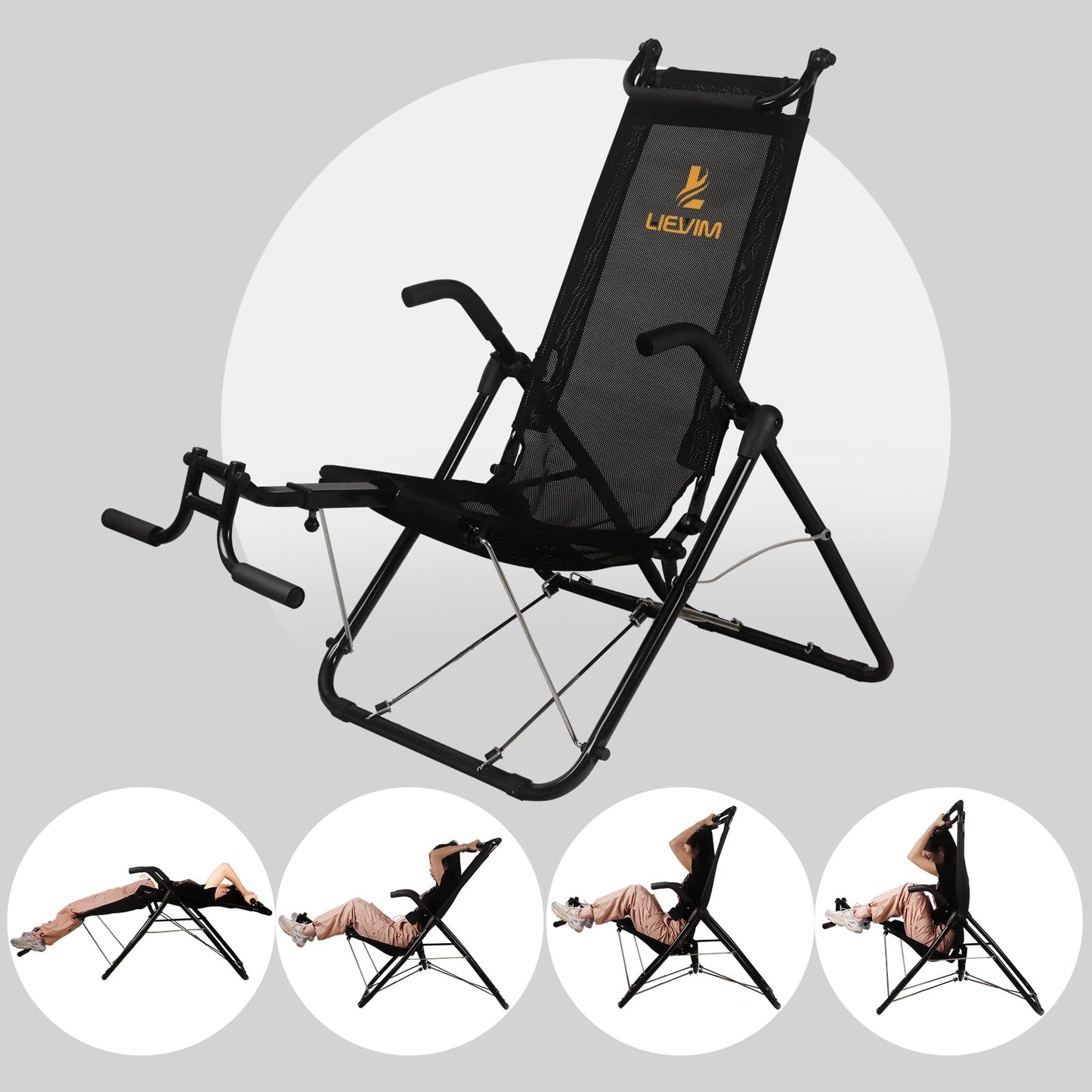 LIEVIM Abdominal Exerciser Chair for Home Gym, Ab Fitness Equipment with Full Body Building and Workout, for Sit Up, Inversion Training, Muscle Strengthening and Back Relief