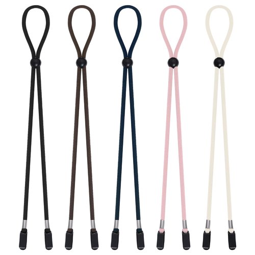 Sucrain 5 Pieces Adjustable Hat Strap Clips Hat Chin Cord for Golfing, Fishing, Boating Black