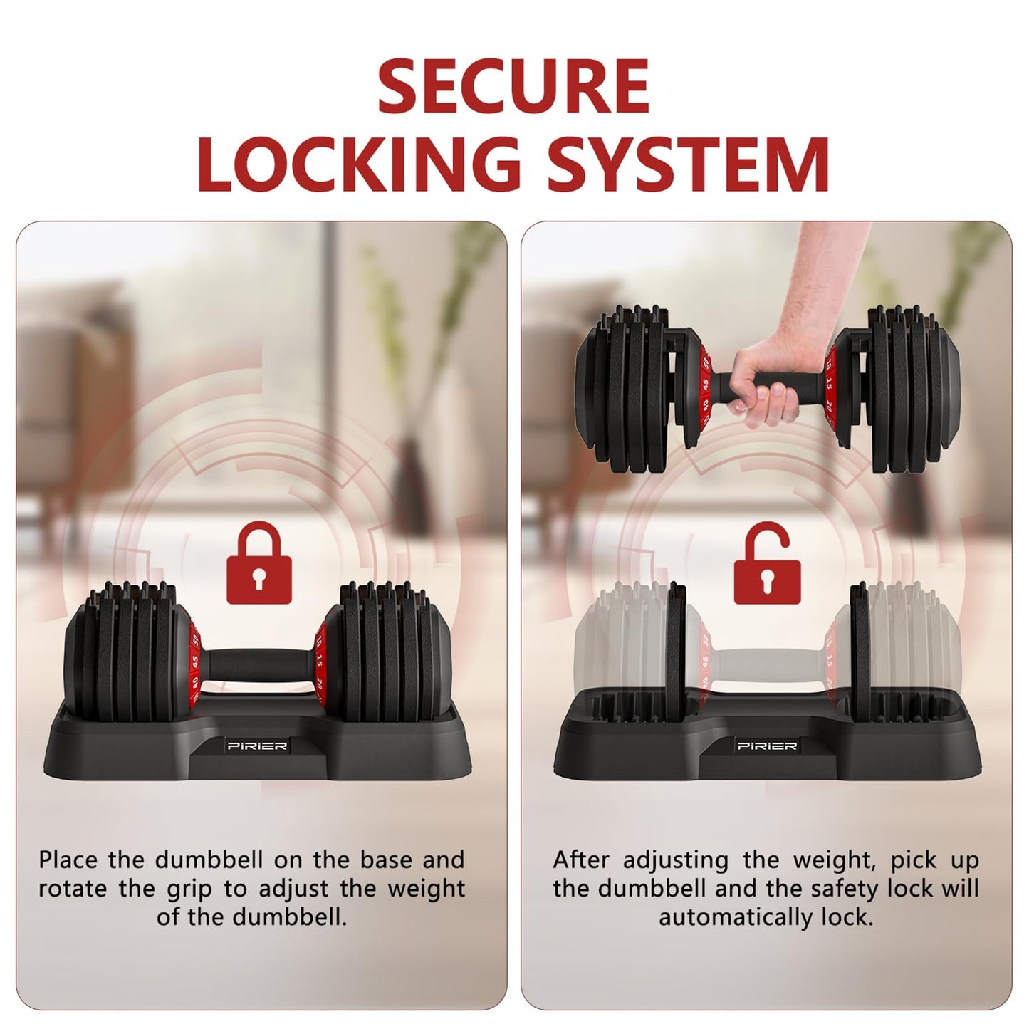 Adjustable Dumbbell 55LB Single Dumbbell 10 Weight Options, Anti-Slip Metal Handle, Perfect for Home Fitness Training