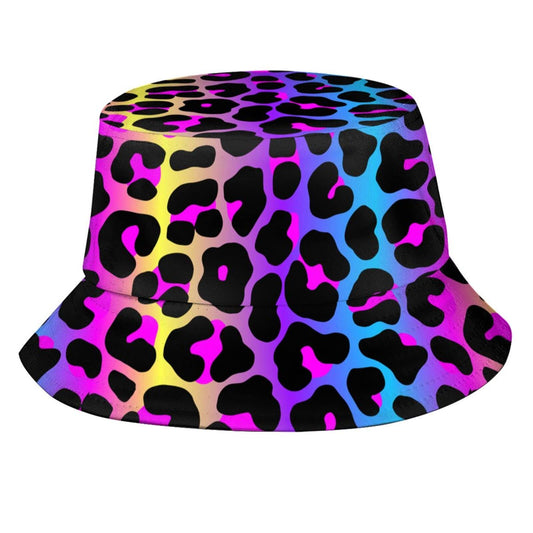 Leopard Neon Animal Print Bucket Hat Sun Beach Packable Fisherman Cap for Women Men Summer Outdoor Hiking