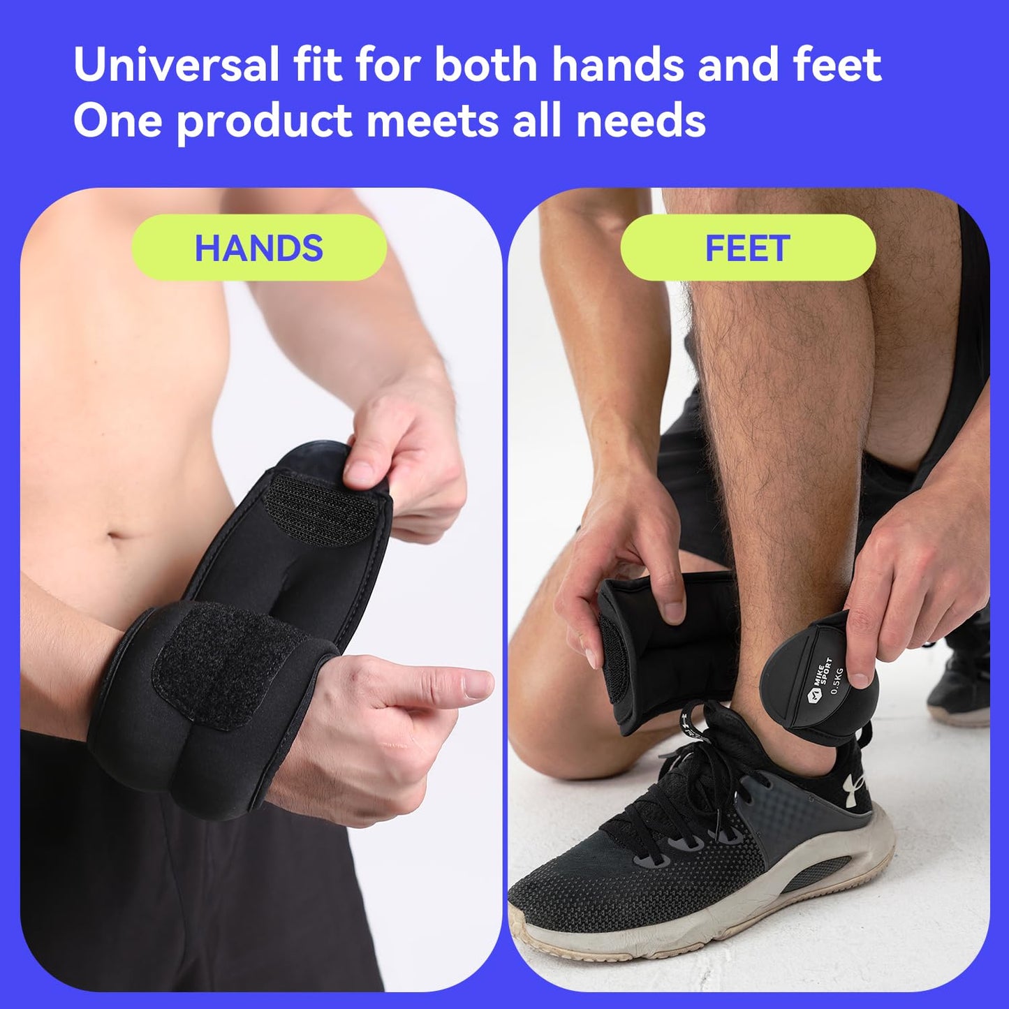 Ankle Weights,Strength Training Wrist and Ankle Weights Sets For Women Men 2lb 4lb 6lb 8lb Leg Arm Weights Straps for Fitness,Yoga,Running,Workout,1kg/2.2Lbs Each Ankle