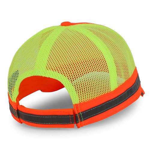 Trendy Apparel Shop 5 Panel Reflective Foam Front Safety Trucker Cap - Neon Orange Neon Yellow