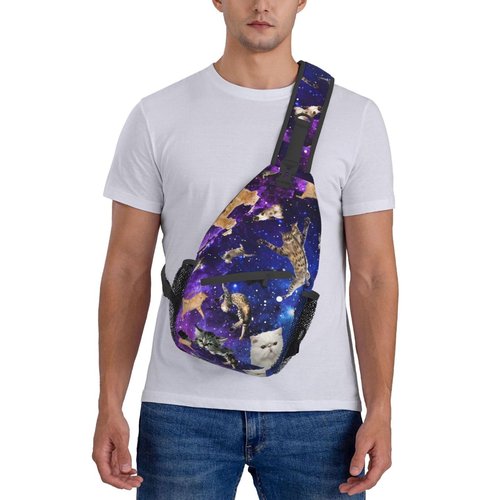 Rmqsyhfz Cute Funny Cat Crossbody Sling Backpack, Cartoon Cat Chest Sling Bag Daypack Adjustable, One Size
