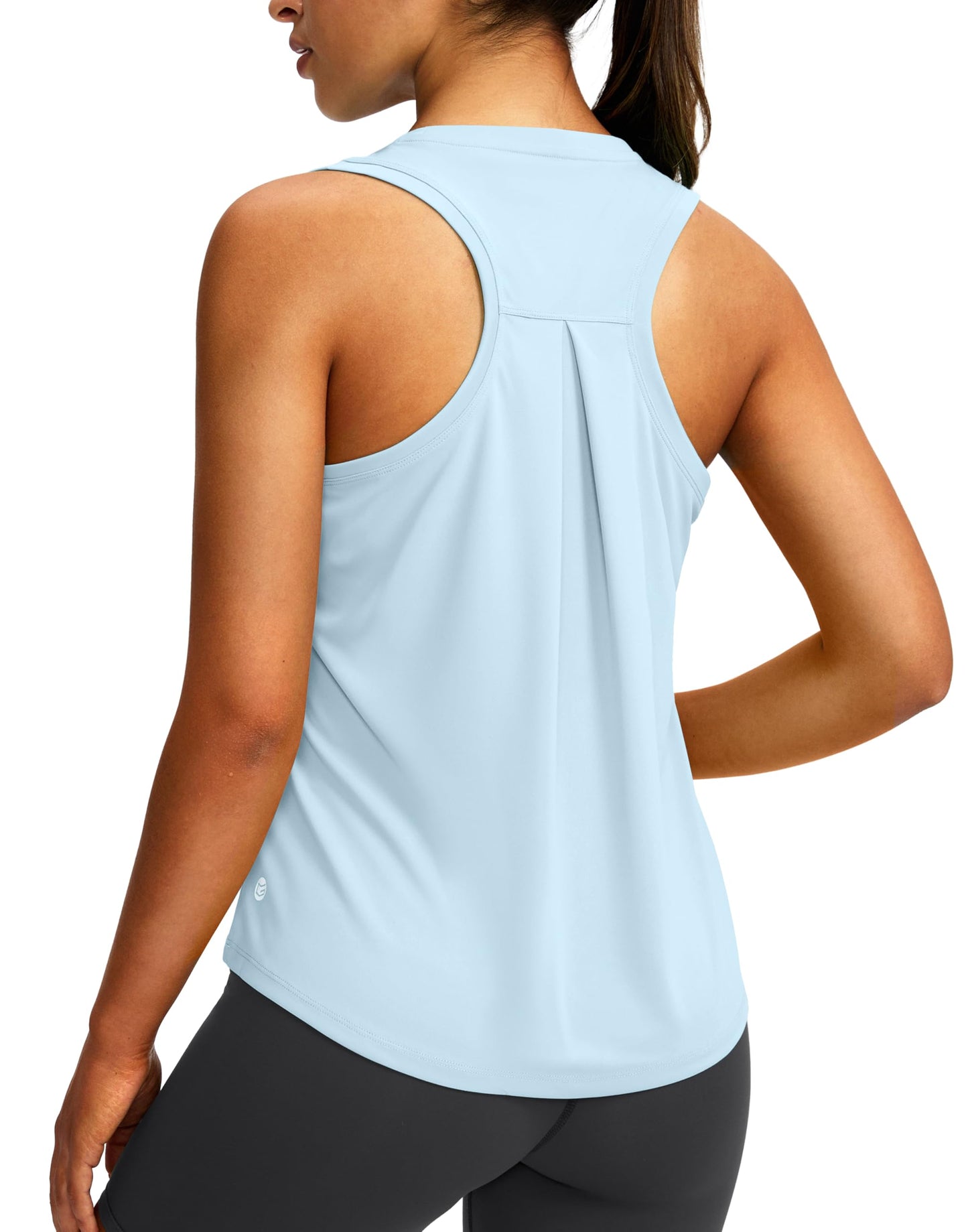 Women's Workout Tops Racerback Athletic Tank Tops Sleeveless Loose Fit Yoga Running Gym Shirts for Women(Blue Linen,M)