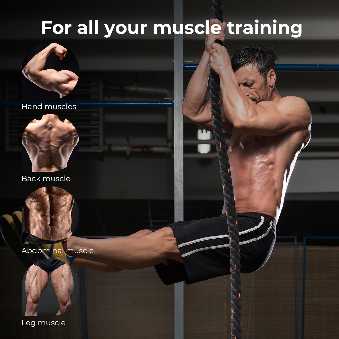 Glitenniy Climbing Rope Black 13.2ft Gym Climbing Rope for Fitness and Strength Training, Rock Climbing and Home Workouts Adult Climbing Rope Kids Outdoor Climbing Rope or Home Indoor Climbing Rope