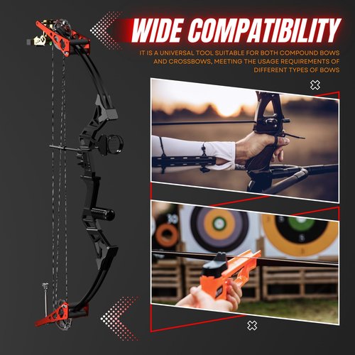 Mefape Bow Press, Archery Compound Bow Press, Aluminum Alloy Handheld Bow Press for Compound Bow and Crossbow, Universal Ratchet Type Fine Tuning Tool with 51.2” Strap