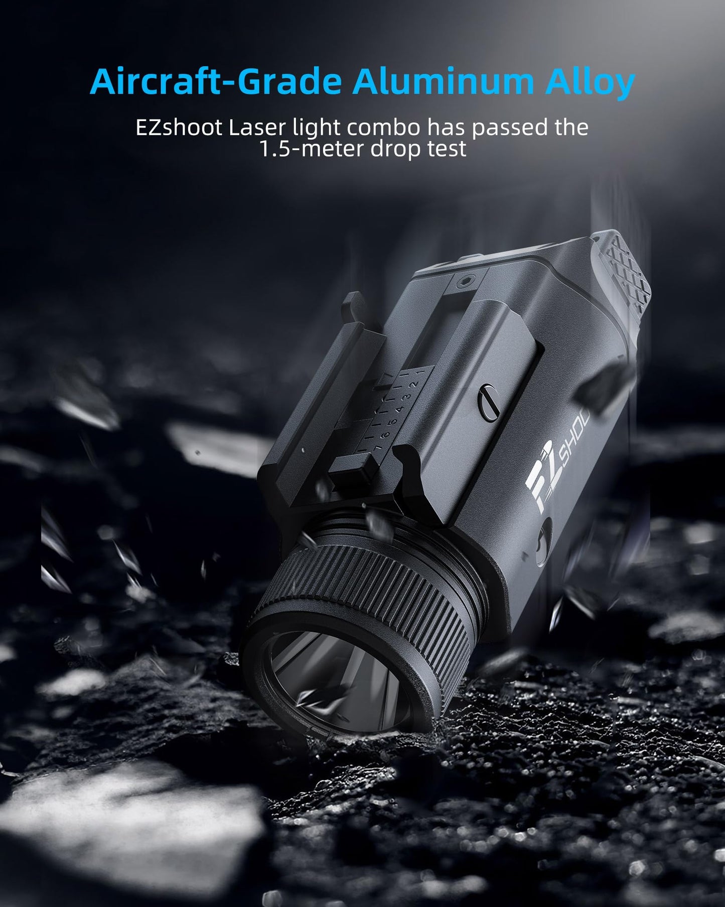 EZshoot 2400 Lumens Laser Light Combo with Strobe Mode, High Lumen Tactical Light for Pistol, Magnetic Rechargeable Green Laser Light with Quick Install Adjustable Slide Rail for Picatinny GL Rail