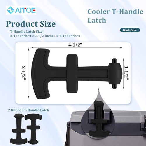 ZAITOE 2 Pack - Cooler T-Handle Latch with Hinge Pin Compatible with 25/50/ 72 Qt Ig-loo BMX/Overland Coolers Latches Replacement (Not Fit IMX Cooler)