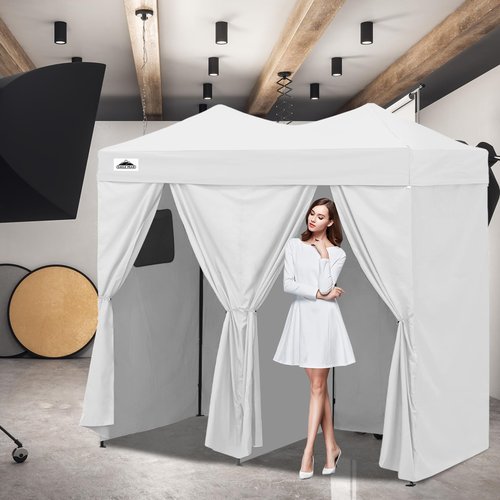 EAGLE PEAK Outdoor Changing Room 8x4, 2 Room Pop Up Portable Changing Room, Sun Shelter, Pop Up Changing Tent for Beach or Pool, Portable Dressing Room for Photoshoots (White)