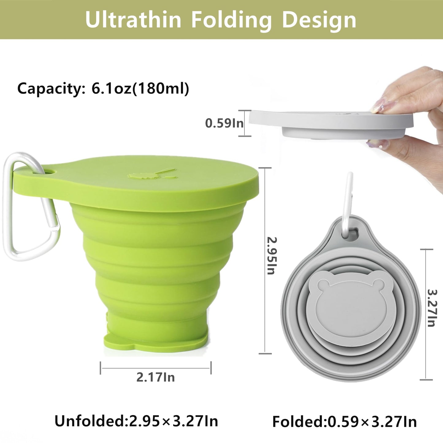 IYYI Collapsible Cup for Traveling, Silicone Foldable Cup, Camping Mug with Lid, Folding Mug for Camping, Hiking, Outdoors, Travel (2 Pack-Blue-Orange)