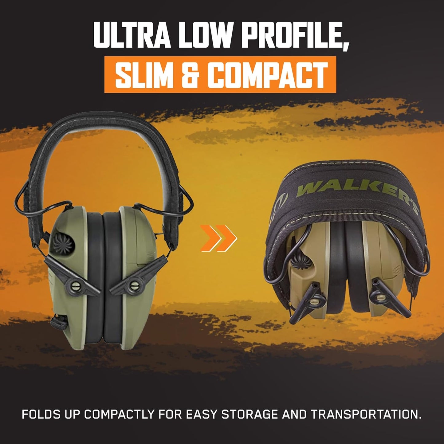 Walker's Razor Slim Shooter Electronic Hunting Folding Hearing Protection Earmuffs