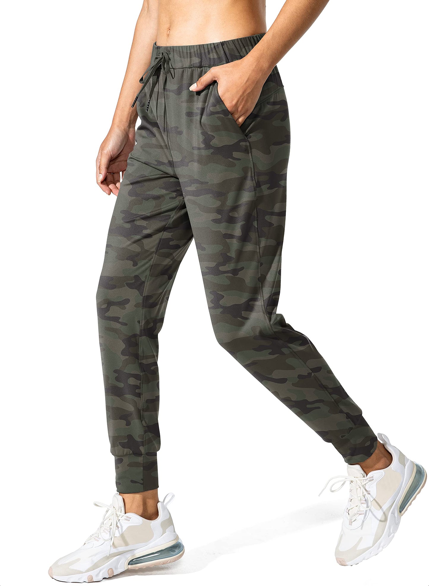 SANTINY Women's Joggers Pants Pockets Drawstring Running Sweatpants for Women Lounge Workout Jogging(Camo Dark Olive Multi_XS)